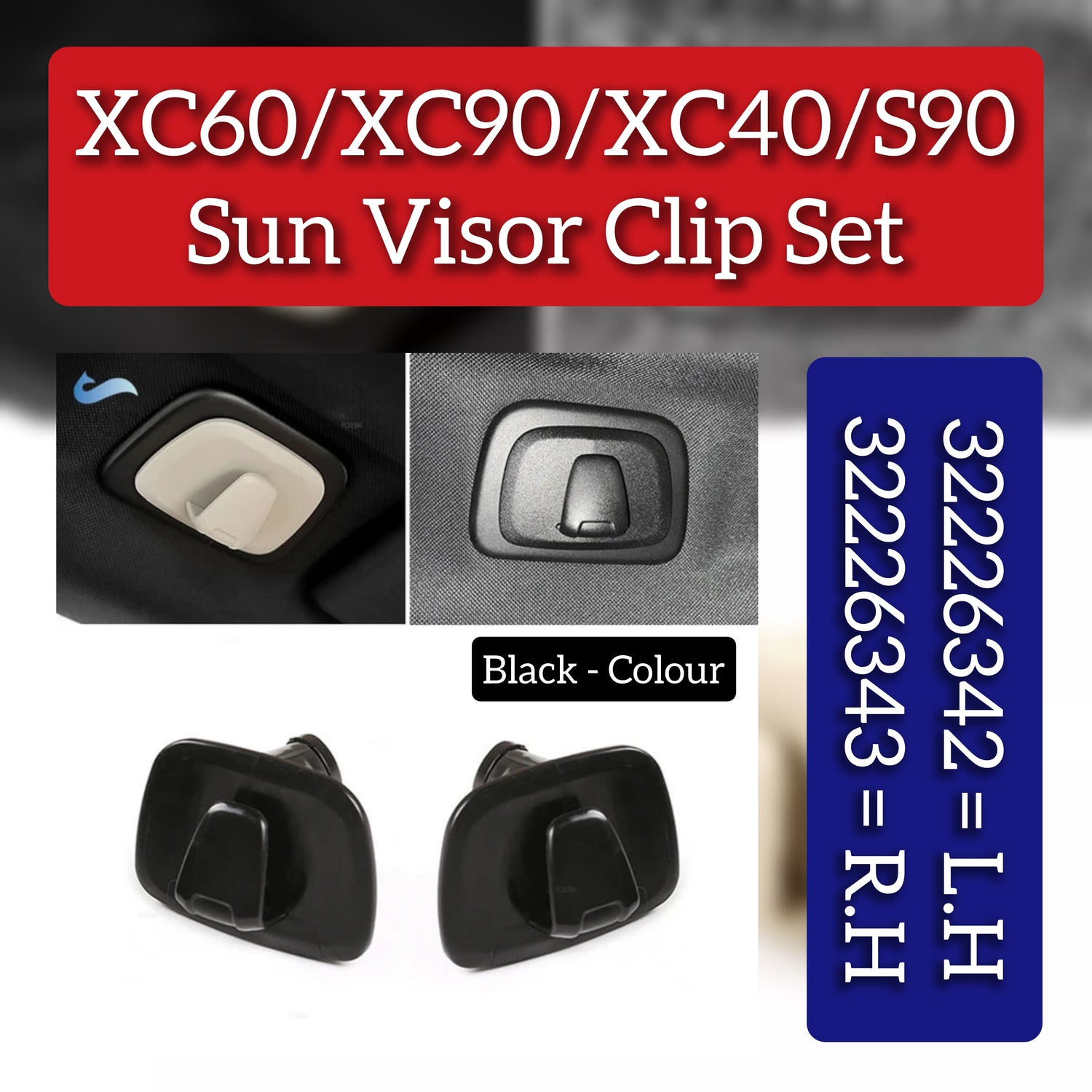 Roof Hooks Left 32226342 Right 32226343 Compatible with Volvo XC90 V90 XC40 XC60