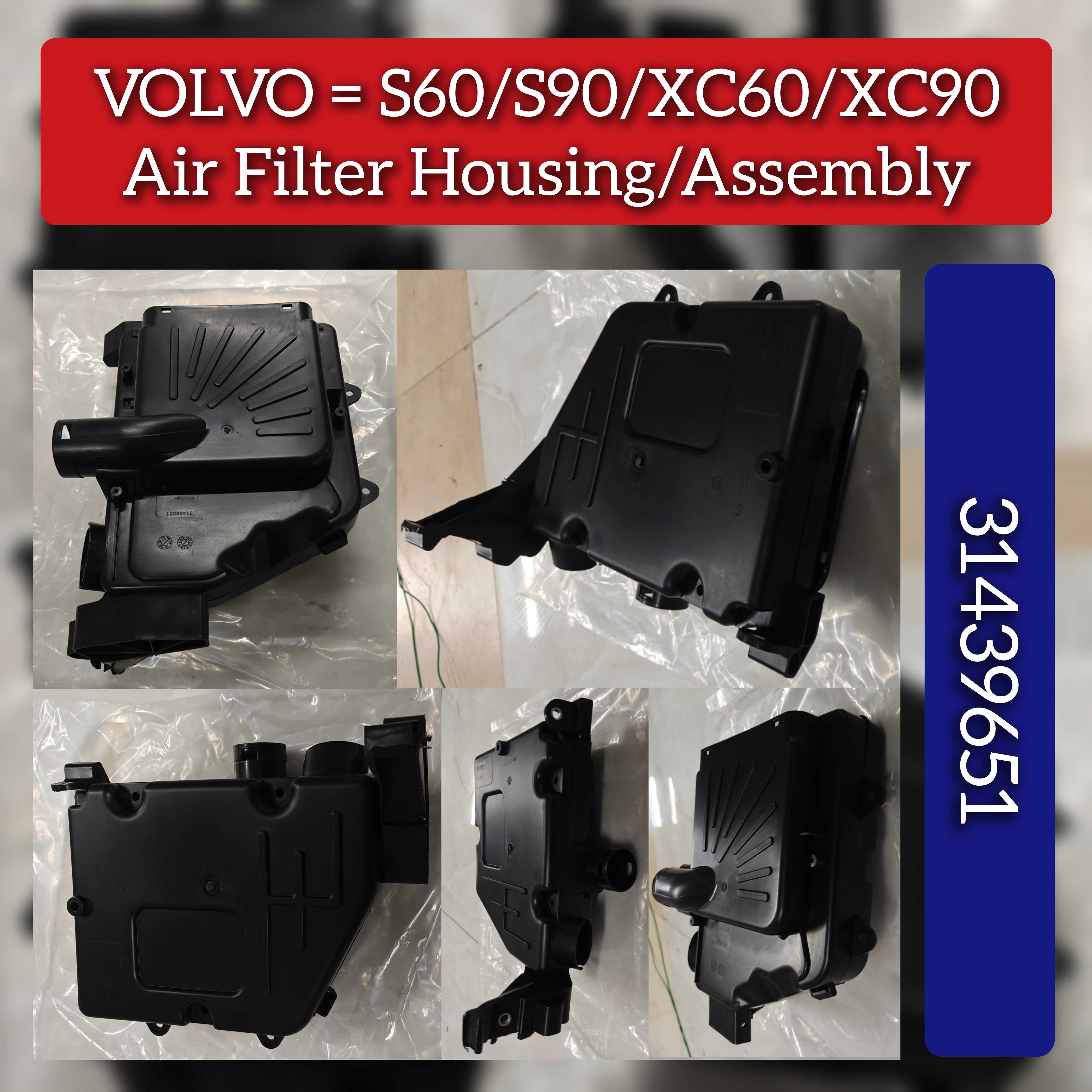 Air Filter Housing/Assembly 31439651  Compatible With VOLVO  Volvo S60  VOLVO - S90  VOLVO XC60 II (246)  VOLVO XC90 I (275)