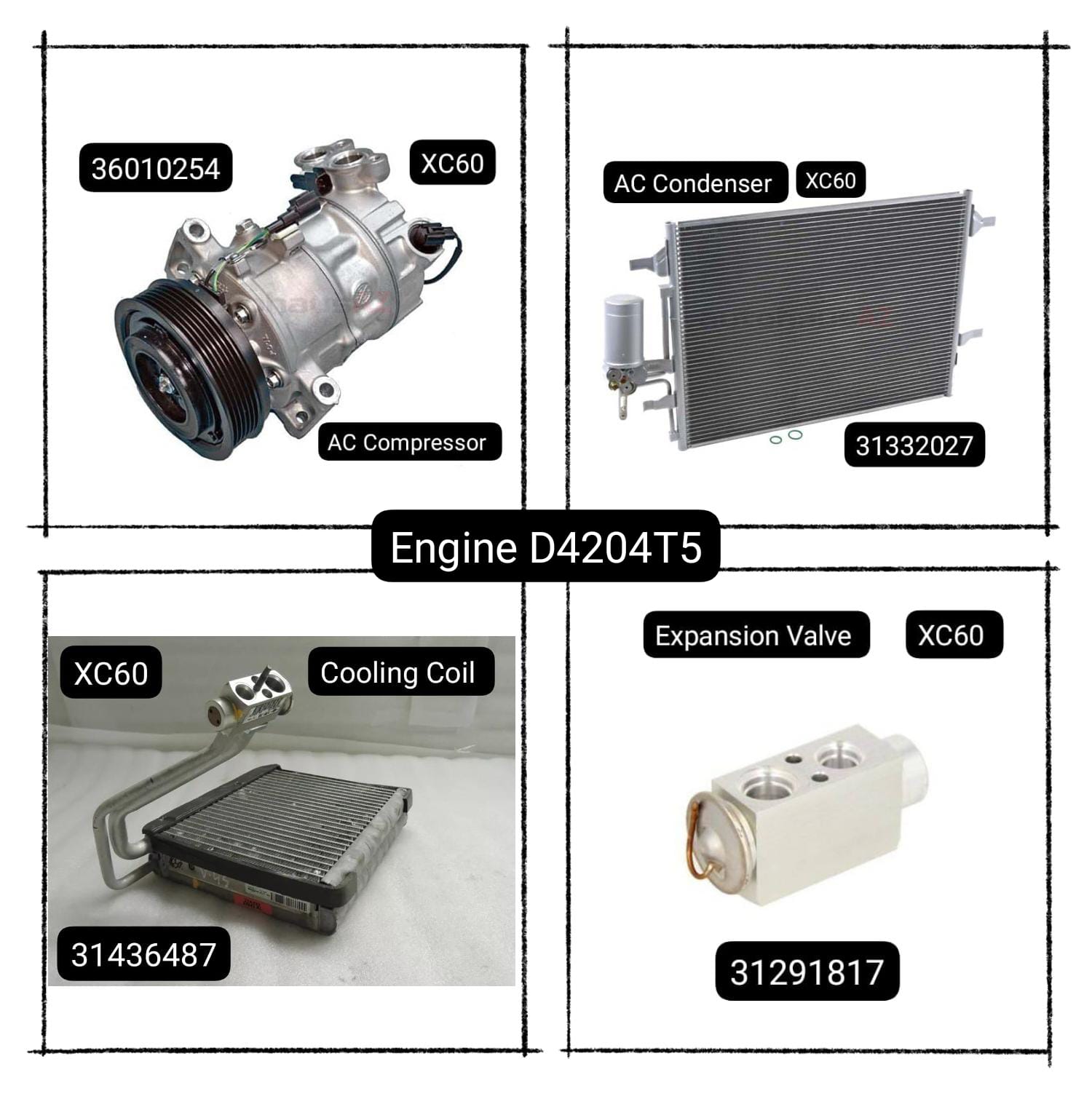 AC Condenser 31332027 Compatible with VOLVO S60 II (134) & XC60 I SUV (156) & XC60 I VAN (156)