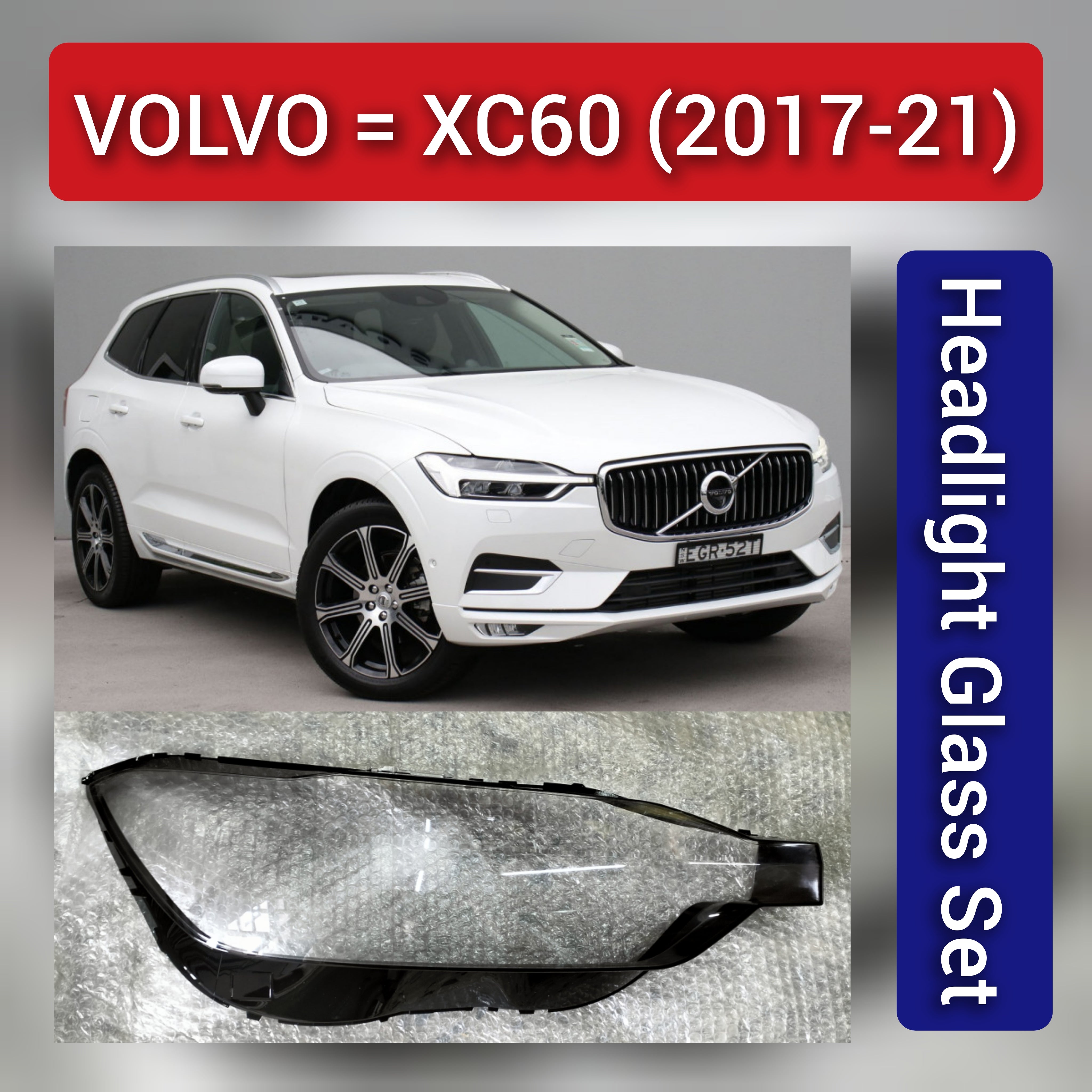 Front Headlight Glass Compatible with VOLVO XC60 2017 - 2021.