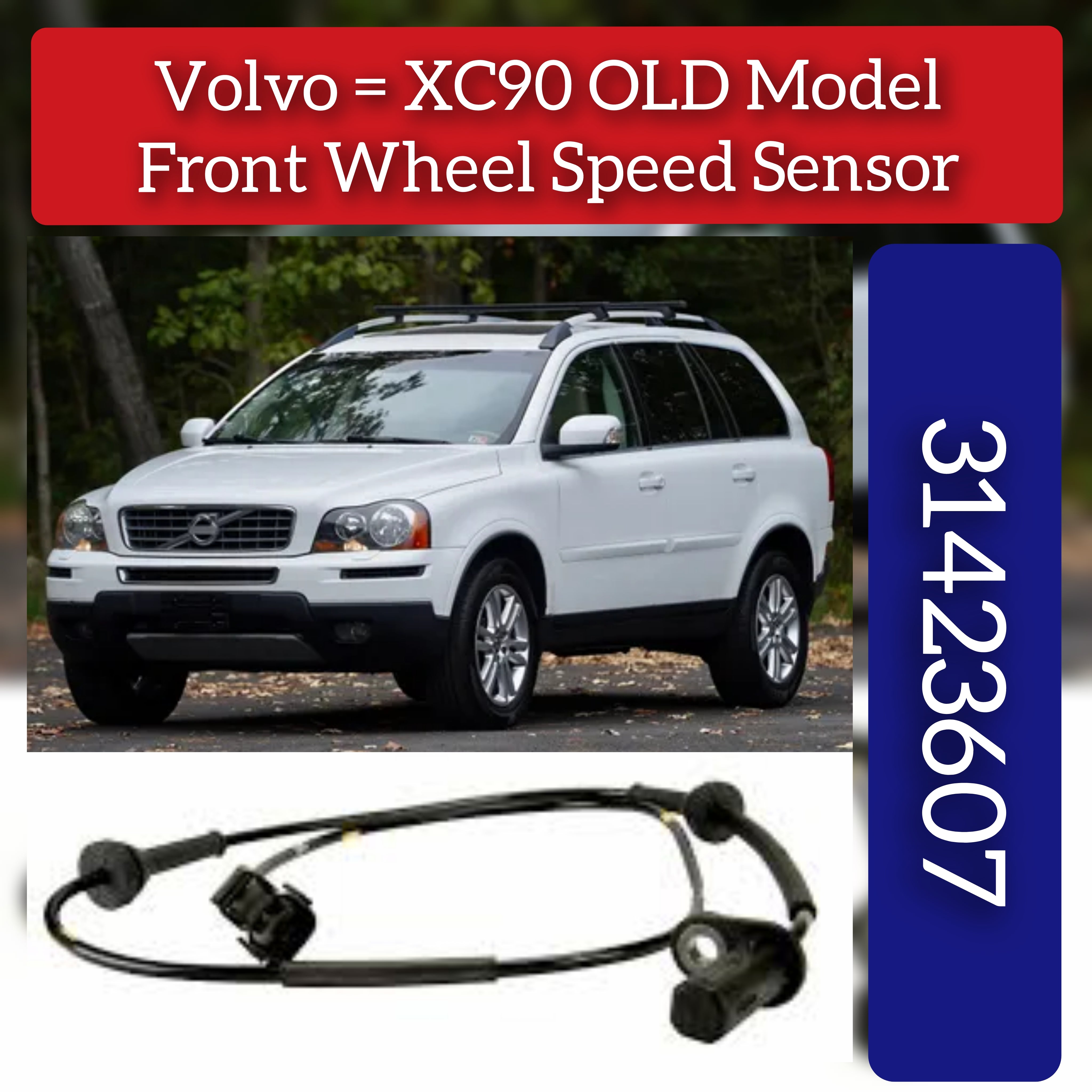 Front Left ABS Wheel Speed Sensor 30682479 30773737 31423607 8634237 Compatible With VOLVO XC90 I (275)