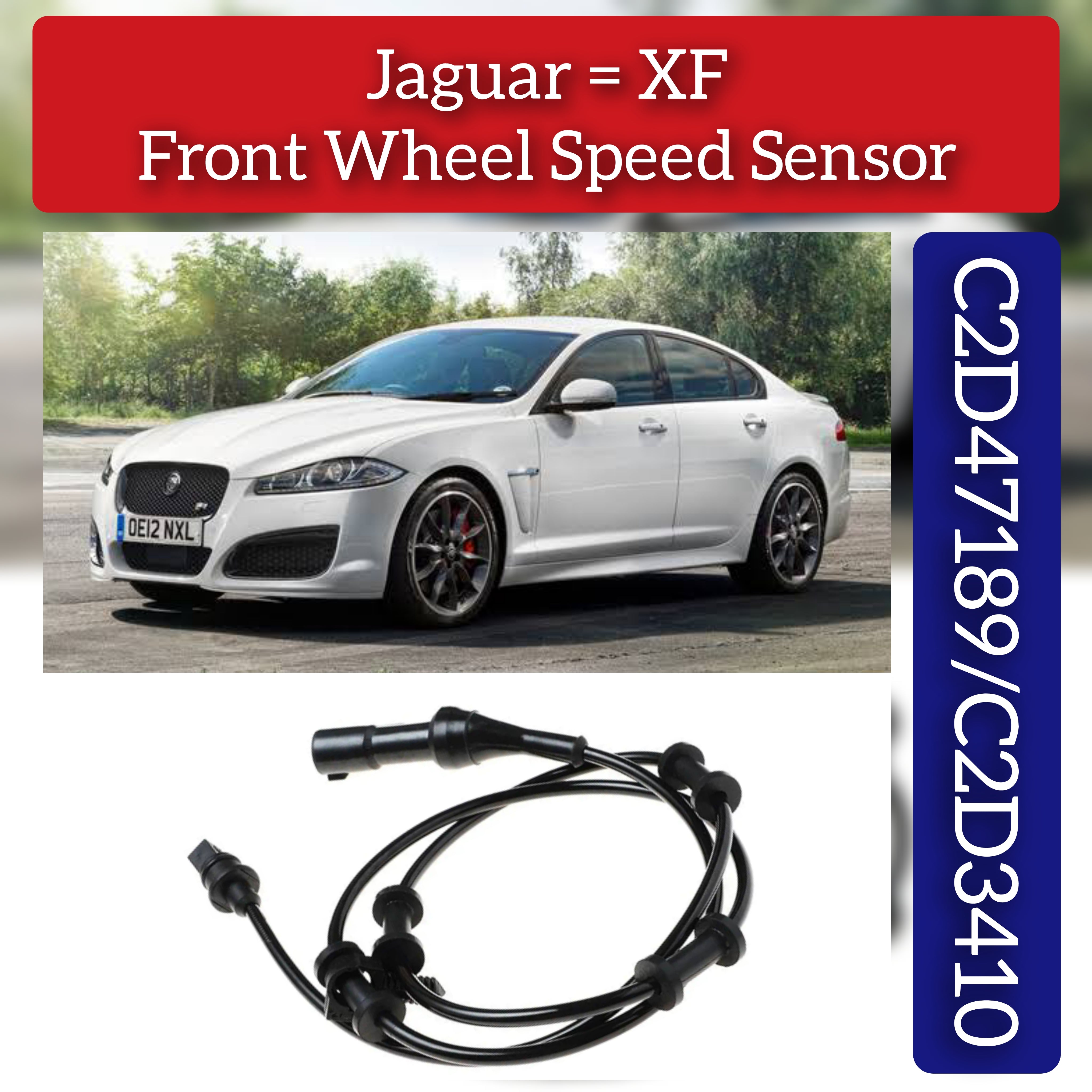 Front Left/Right ABS Wheel Speed Sensor C2D47189 C2D3410 Compatible With JAGUAR XF I X250 & XJ X351