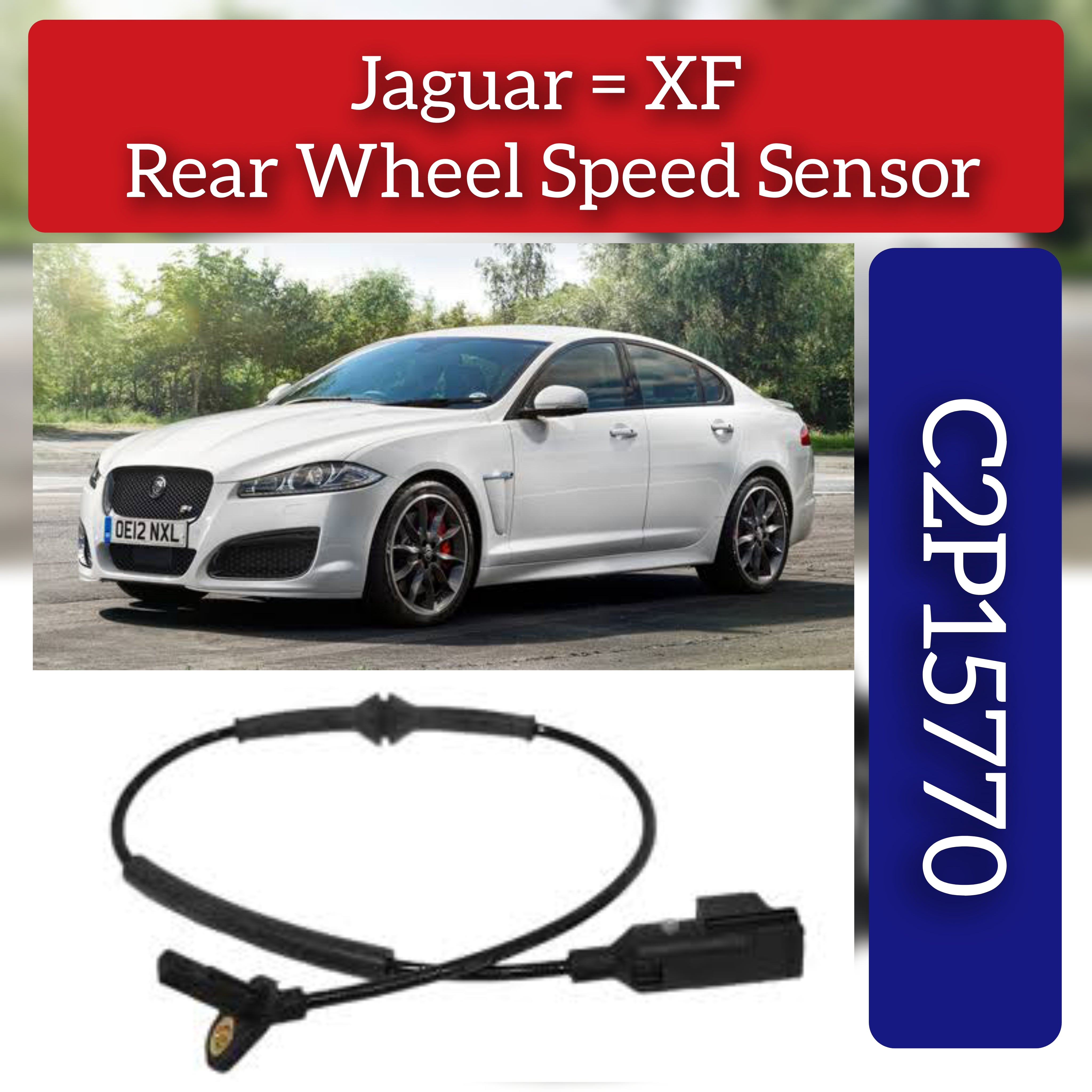 Rear Left/Right ABS Wheel Speed Sensor C2P15770 Compatible With JAGUAR XF I X250 & XJ X351 & F-TYPE Convertible X152