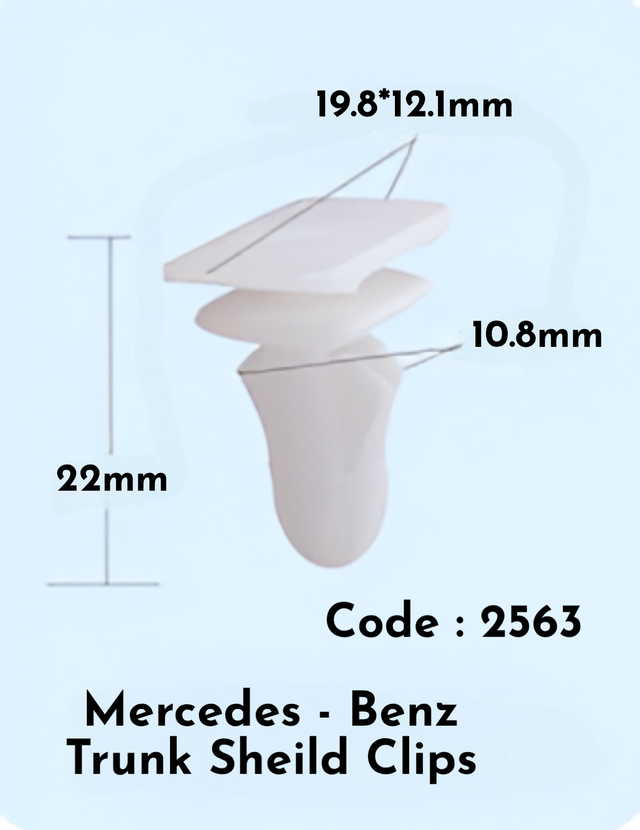 Trunk Sheild Clips (Set Of 10) Code:2563 Compatible With Mercedes Benz (Set Of 10)