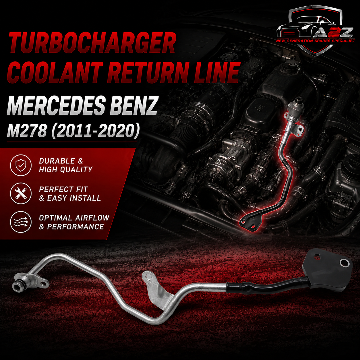 Turbocharger Coolant Return Line 2782001751 Compatible With Mercedes Benz M278