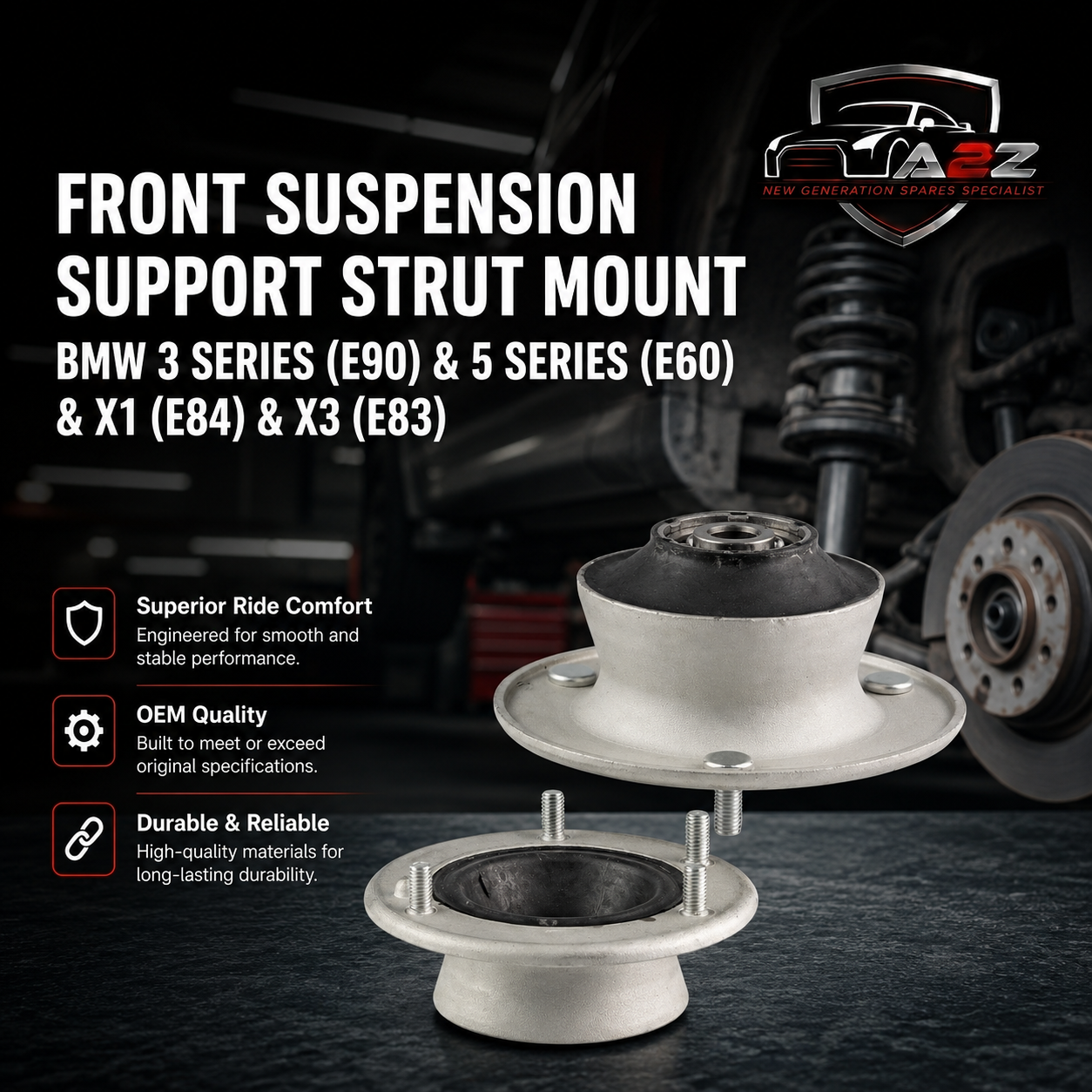 Front Suspension Support Strut Mount (1 Pc) 31336760943 6760943 Compatible With BMW 3 Series (E90) & 5 Series (E60) & X1 (E84) & X3 (E83)