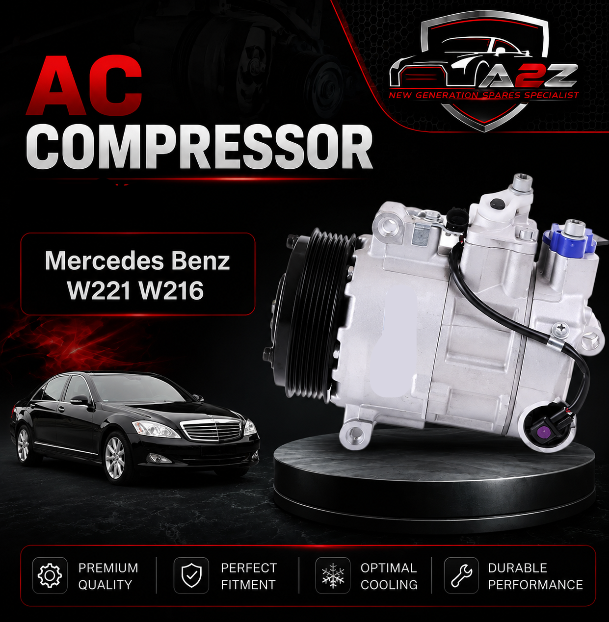 Air Conditioning Compressor 0022300911 Compatible With Mercedes Benz W221 W216