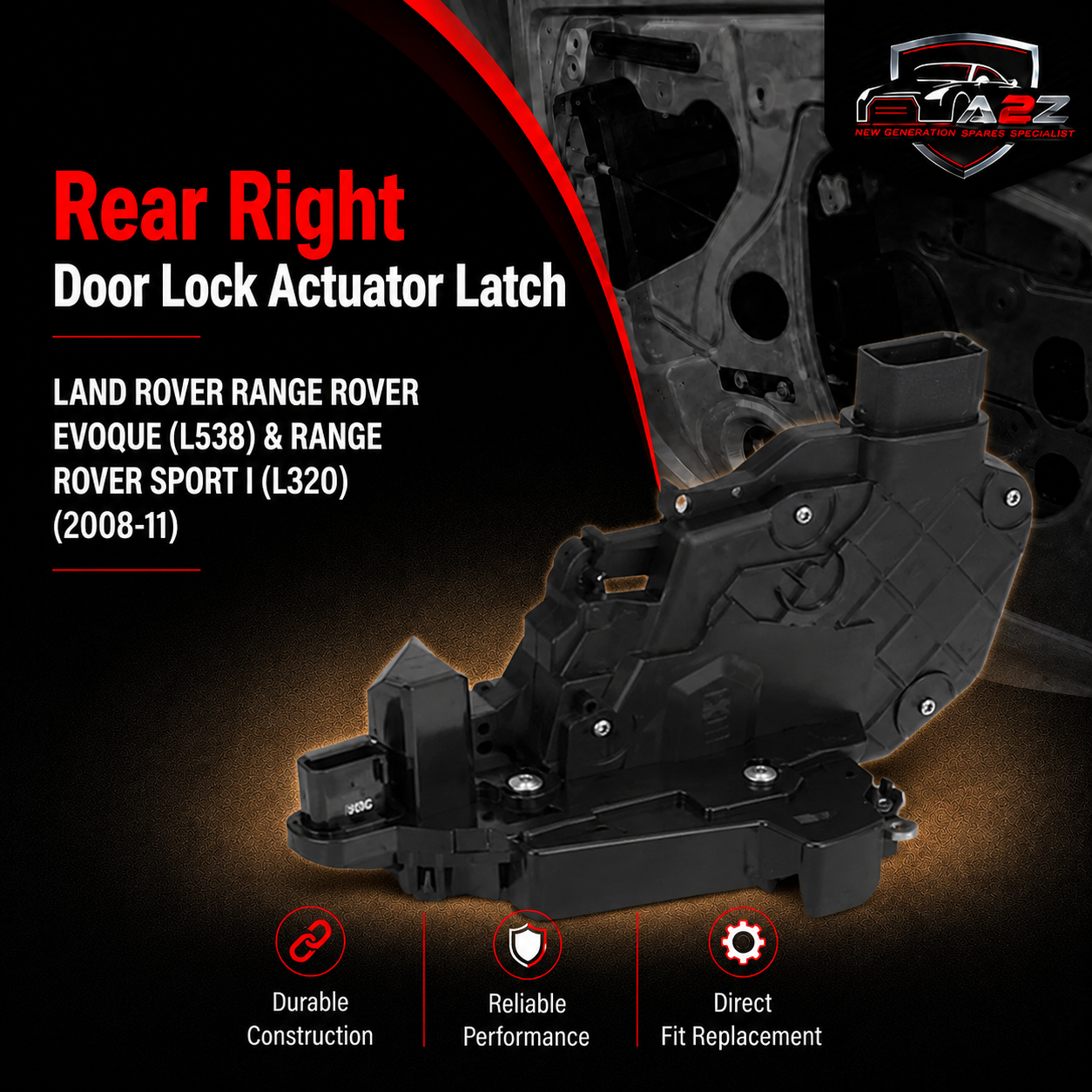 Rear Right Door Lock Actuator Latch LR091345 Compatible With LAND ROVER RANGE ROVER EVOQUE (L538) & RANGE ROVER SPORT I (L320) (2008-11)