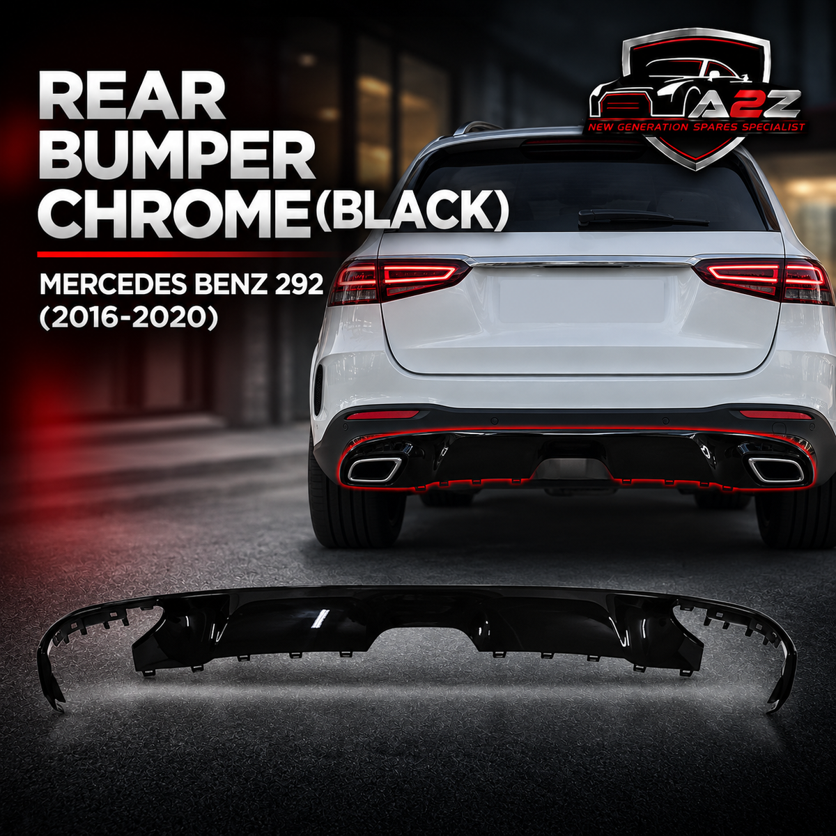 Rear Bumper Chrome (Black) A2928840300 Compatible With Mercedes Benz 292 AMG GLE (2016-2020) Tag No.226