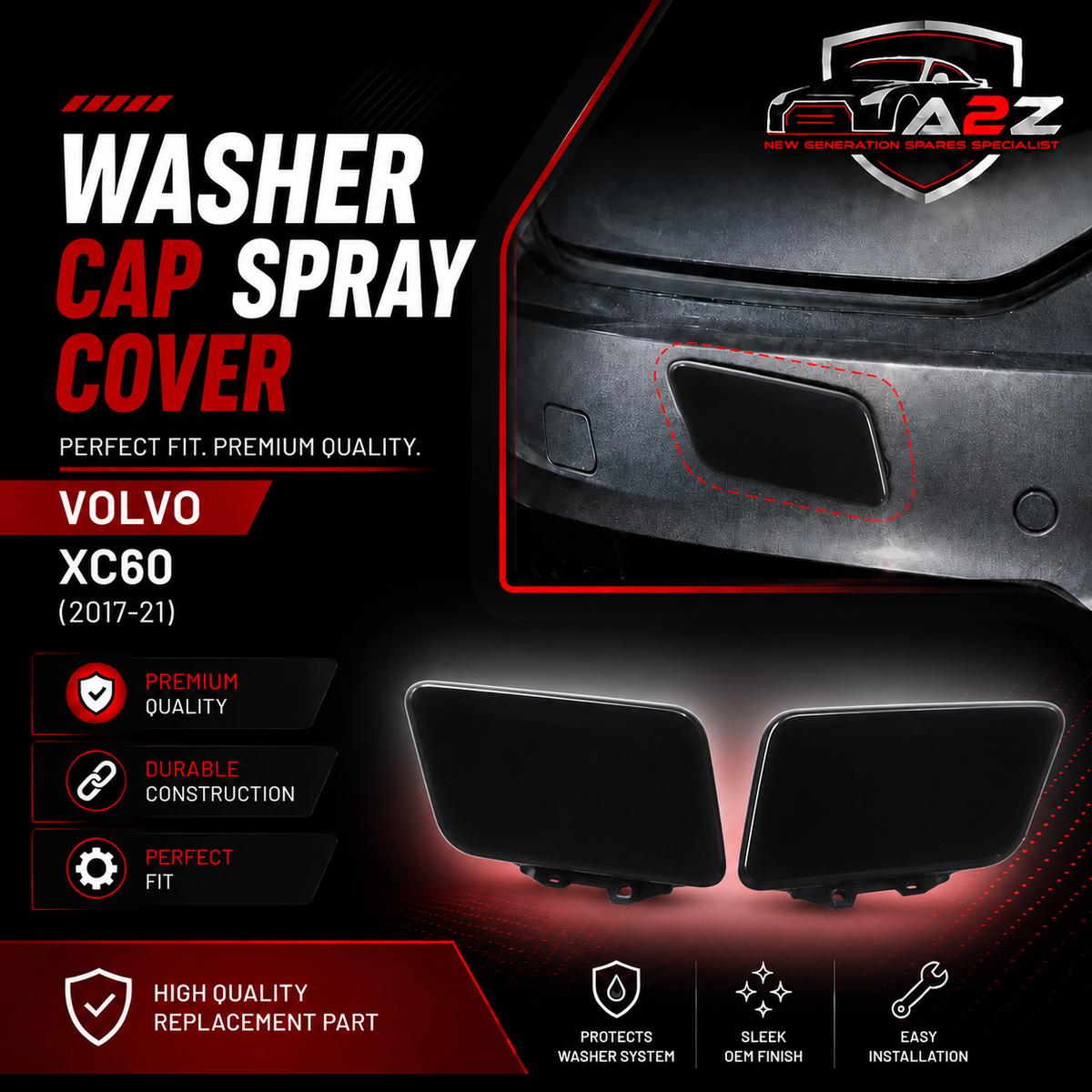 Washer Cap Left 39846581 31425166 31425166 & Right 39846596 31425167 31425167 Compatible With VOLVO XC60 (2017-21) Tag NO. 658