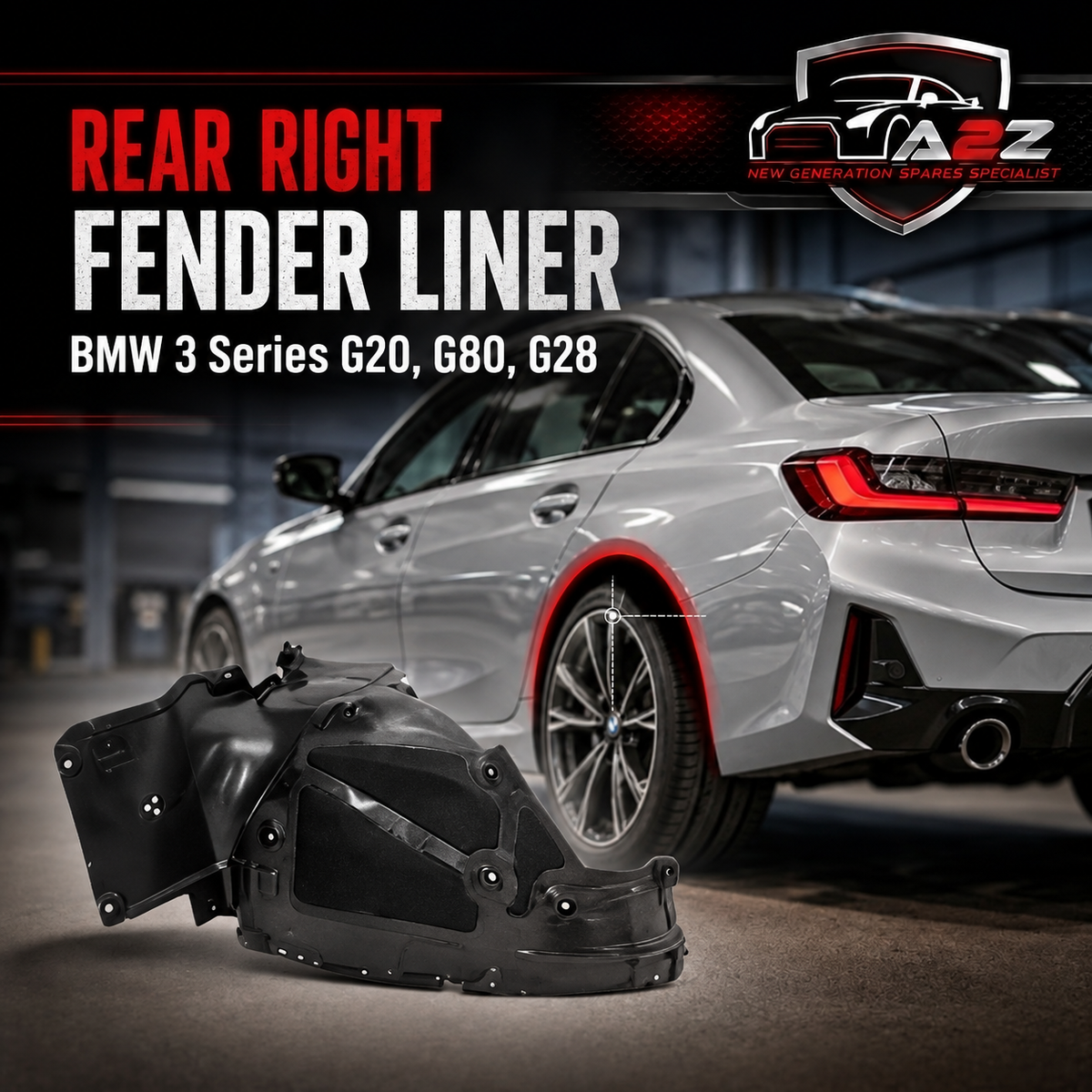 Rear Right Fender Liner 51717340928 Compatible With BMW 3 Series G20, G80, G28 Tag-FE-98