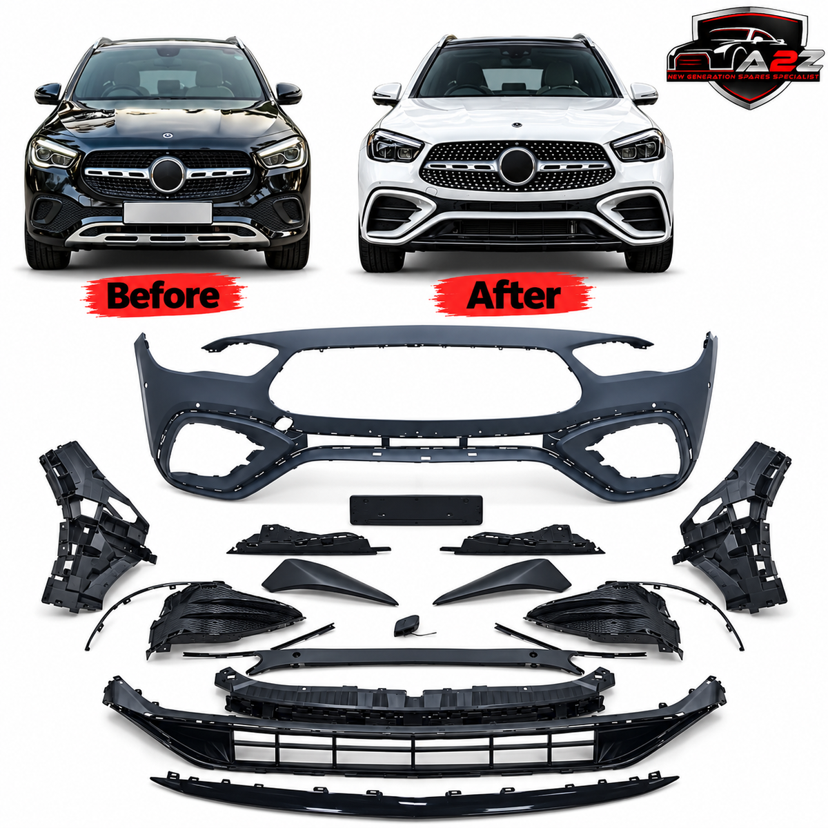 Front Bumper Kit 2478804508 Compatible With Mercedes Benz W247 GLA Upgrade To Mercedes Benz AMG (2021-2023) Tag No.FBK.214 (Shipping Cost Not Included In Price)