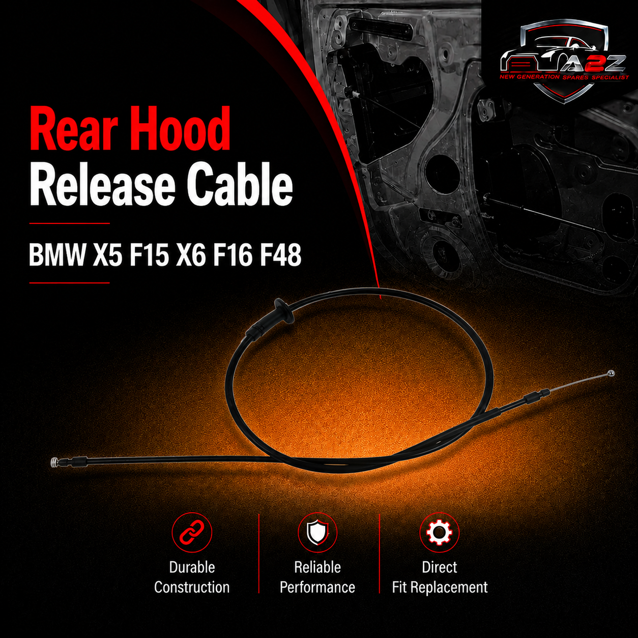 Rear Hood Release Cable 51237300572 Compatible With BMW X5 F15 X6 F16 F48