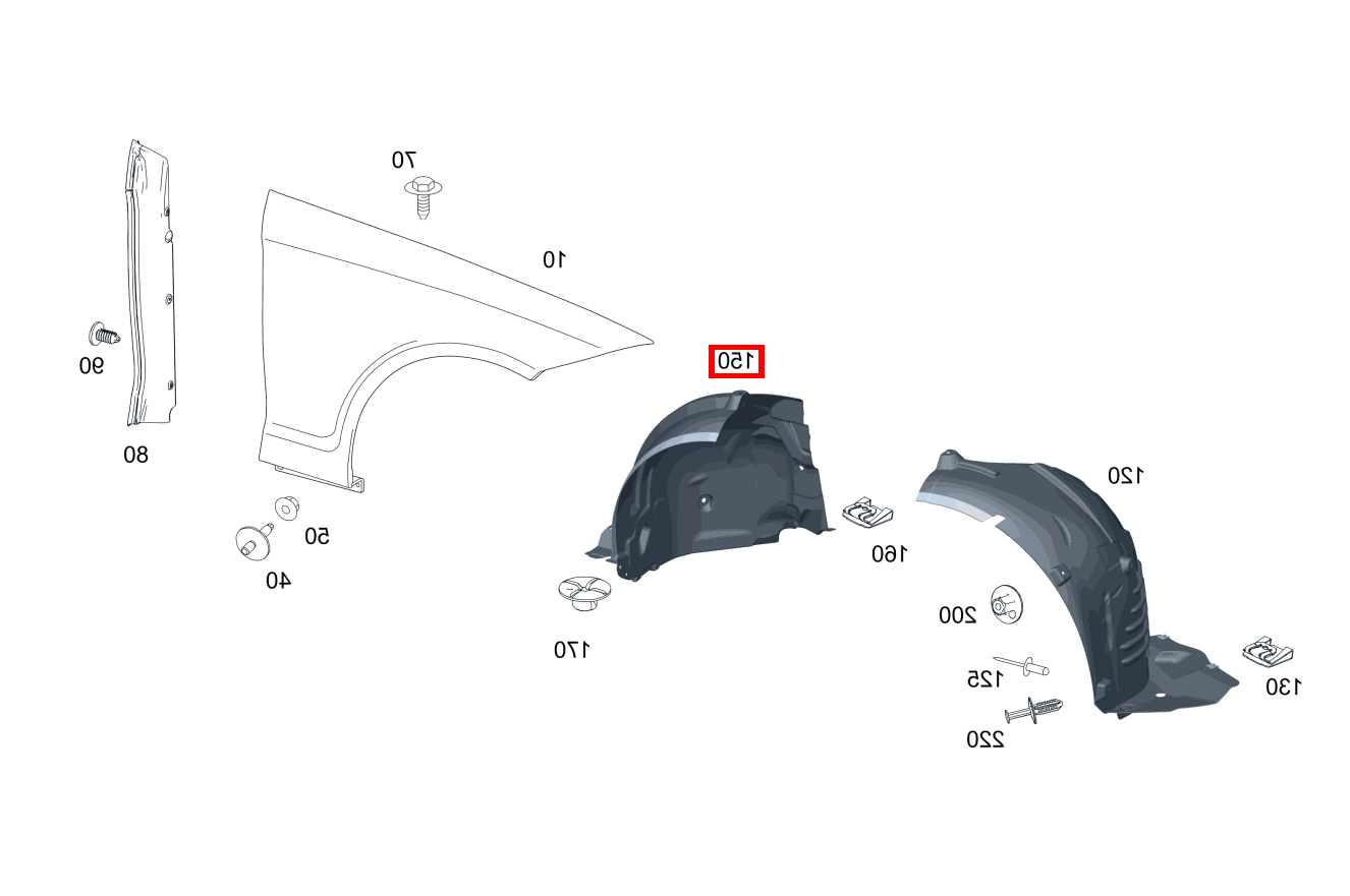 Rear Fender Liner Right 2186900364 Compatible With Mercedes Benz CLS Class W218