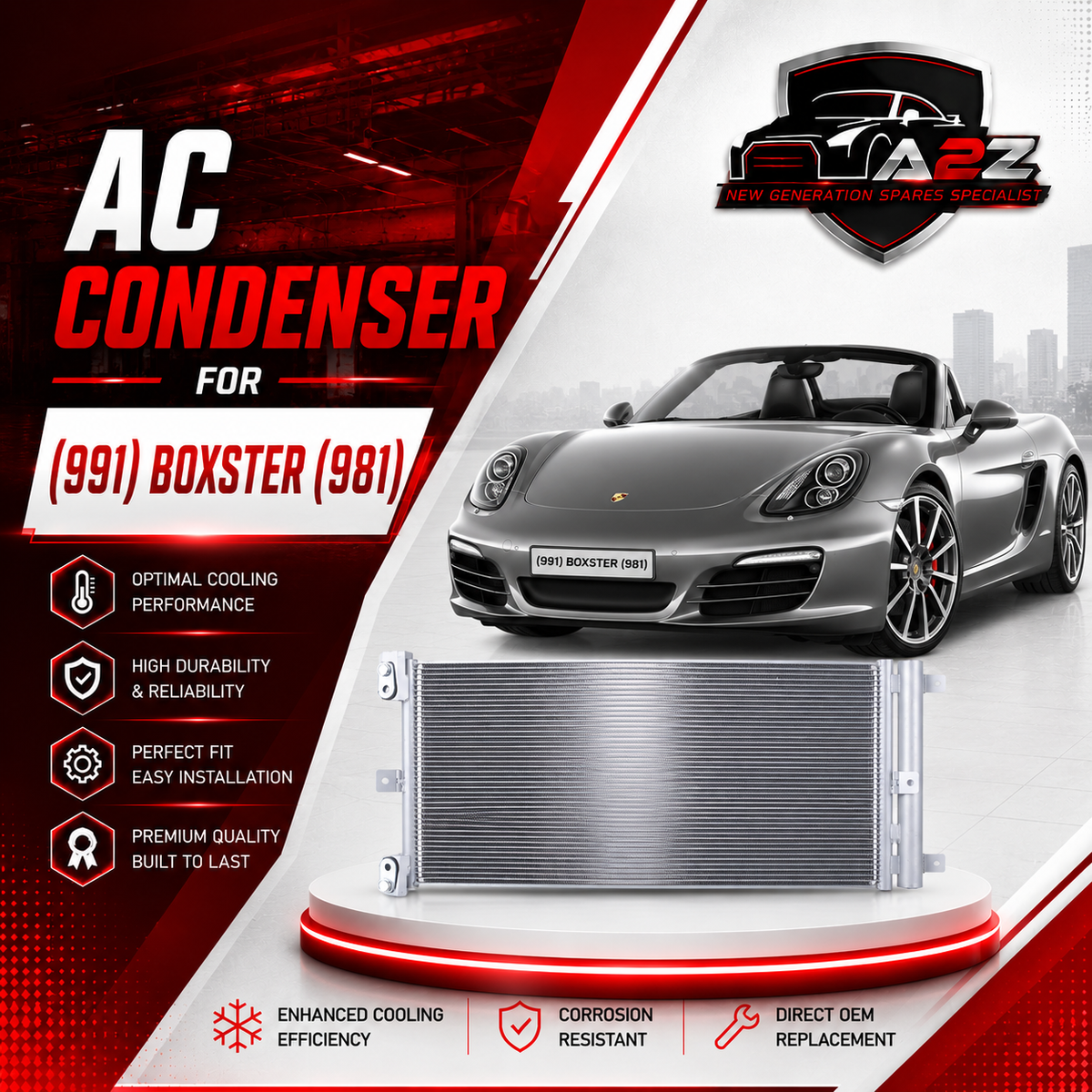 AC Condenser 99157311102 Compatible with PORSCHE 911 (991) 911 Convertible (991) BOXSTER (981)
