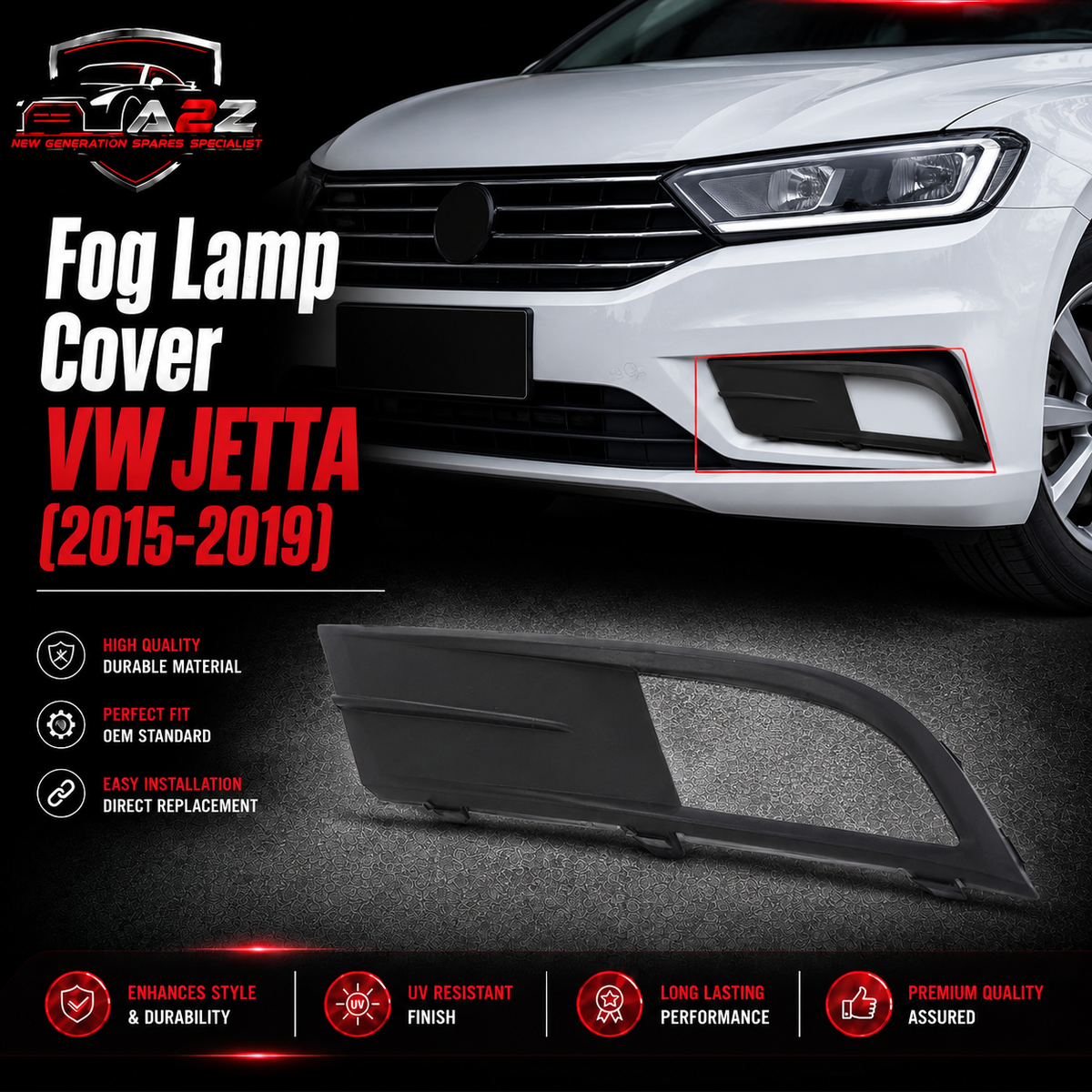 Fog Lamp Cover Left 5C6853665E & Right 5C6853666E Compatible With VW JETTA (2015-2019) No.136