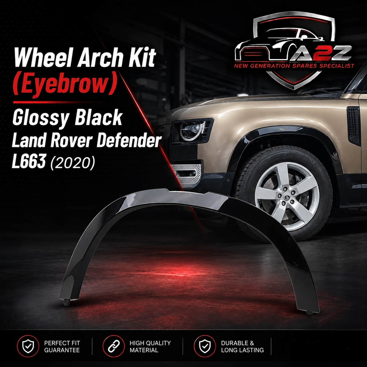 Wheel Arch Kit (Eyebrow) Glossy Black Compatible With Land Rover Defender L663 (2020)