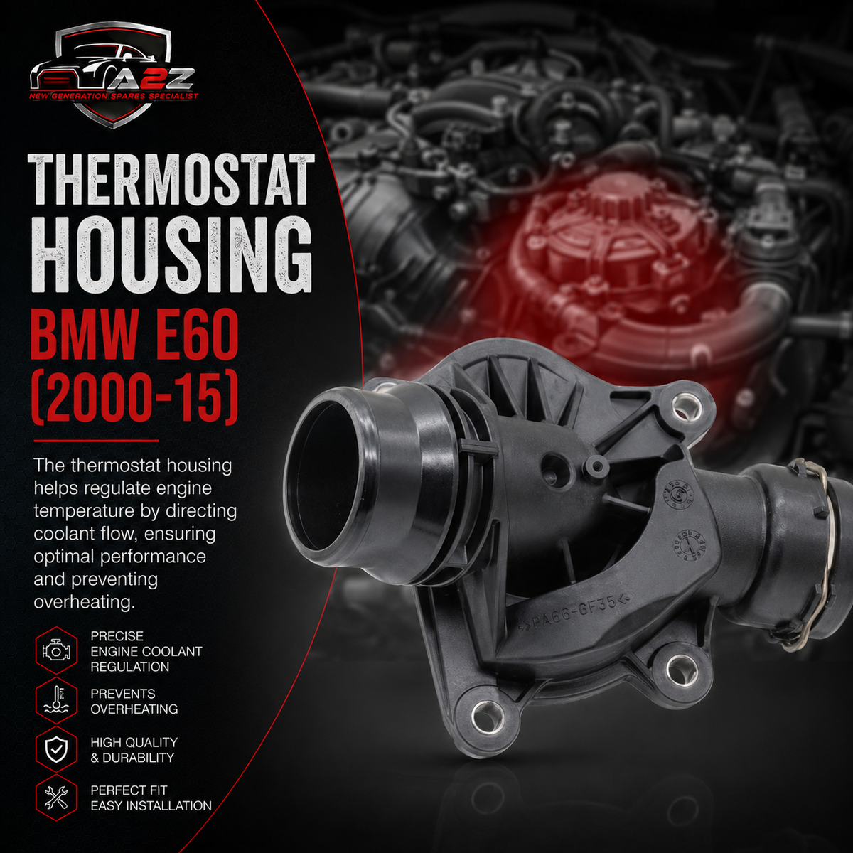 Thermostat Housing 11517805811 11517787052 11517787113 11517789014 Compatible With BMW 5 Series (E60) & 7 Series (E65, E66, E67) & X5 (E70) Tag No.99