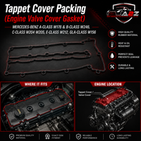 Tappet Cover Packing (Engine Valve Cover Gasket) 6510160321 A6510160321 Compatible With  MERCEDES-BENZ A-CLASS W176 & B-CLASS W246, C-CLASS W204 W205, E-CLASS W212, GLA-CLASS W156 Tag-TC-04