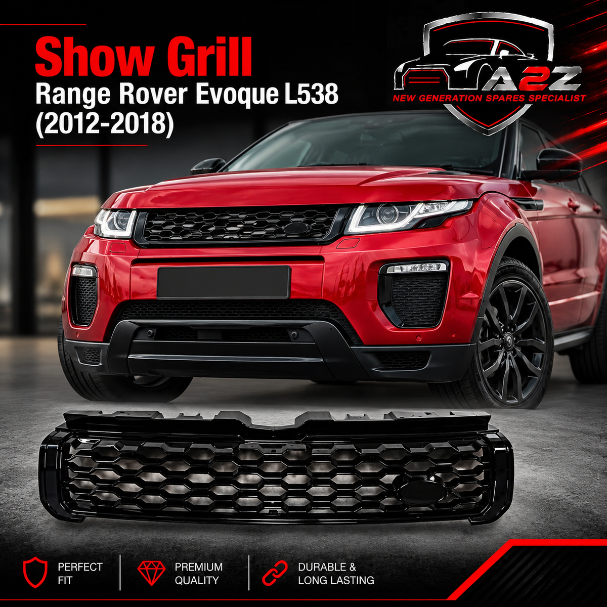 Front Radiator Grille gloss black LR083605 Compatible With Range Rover Evoque (L538) (2012-2018) Tag No.31