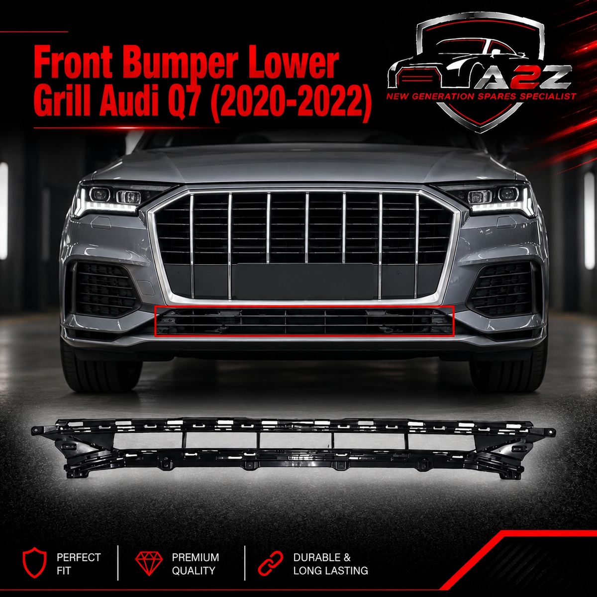 Front Bumper Lower Grill 4M0807647E Compatible With Audi Q7 (4M) (2020-2022) Tag No.194