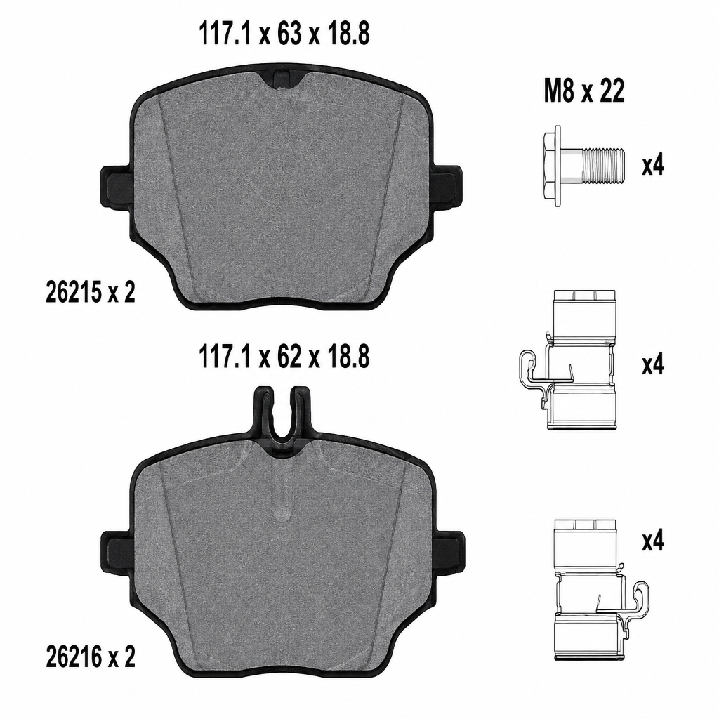 Rear Brake Pad 2621501 0004204202 P50162N Compatible With MERCEDES-BENZ GLE (V167)