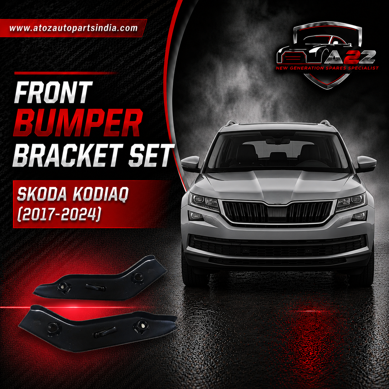 Front Bumper Bracket Set Left 565807049 & Right 565807050 Compatible With Skoda Kodiaq (2017-2024) Tag No.322