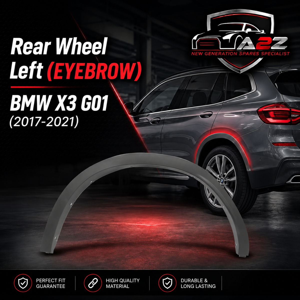 Rear Wheel Left Eyebrow 51777181679 Compatible With BMW X3 (G01) (2017-2021) Tag No.77