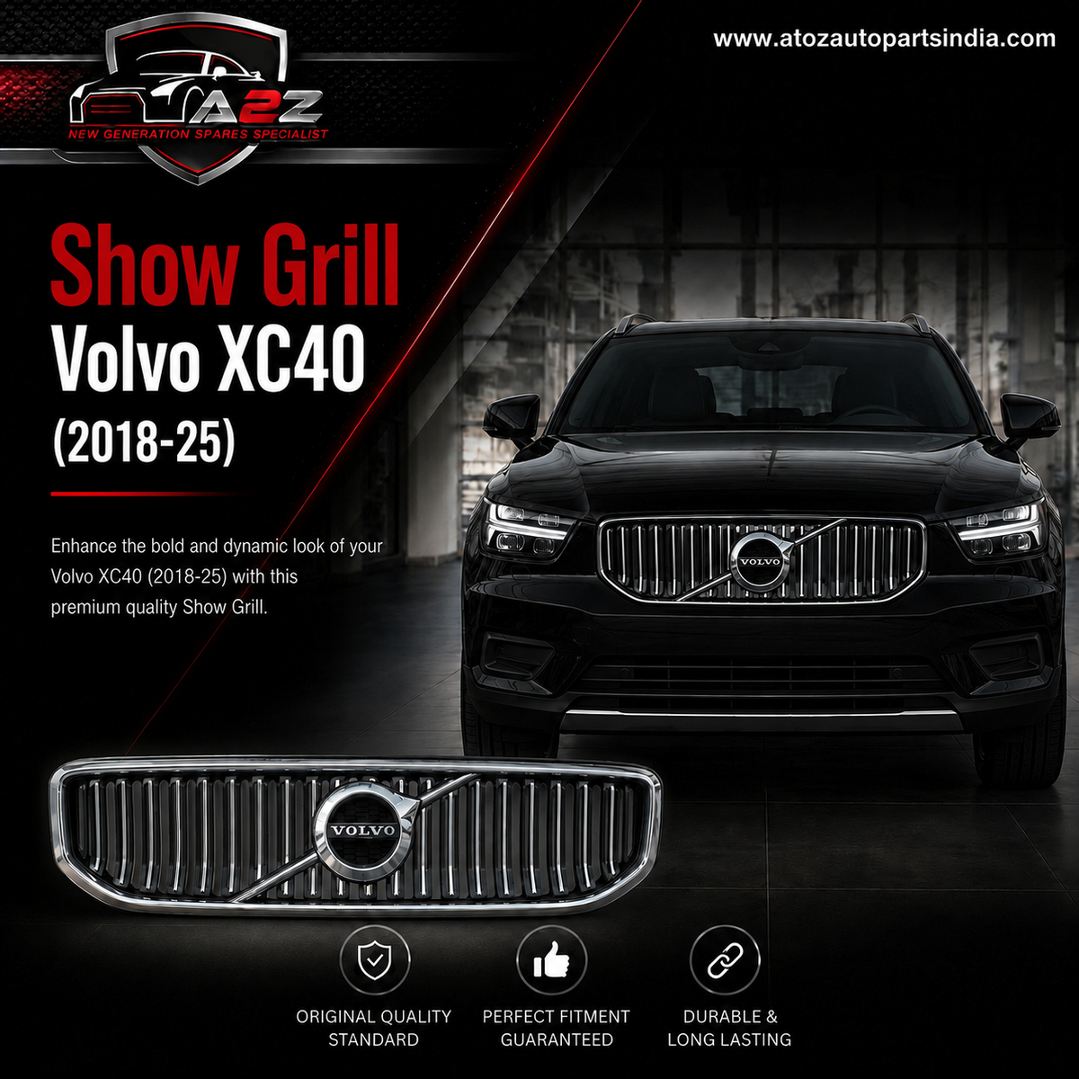 Show Grill 31457342 Compatible With Volvo XC40 (2018-25)