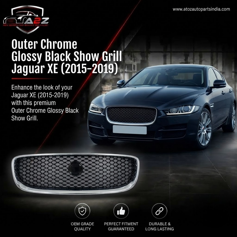 Outer Chrome Glossy Black Show Grill T4N5782 Compatible With Jaguar XE (2015-2019) Tag No.64