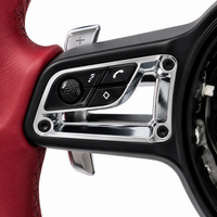 Carbon Fiber & Burgundy Smooth Leather Steering Wheel Compatible With Porsche All Models
