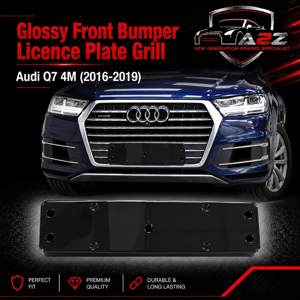 Glossy Front Bumper Licence Plate Grill 4M0807287BRN4 Compatible With Audi Q7 4M  (2016-2019) Tag  No.179