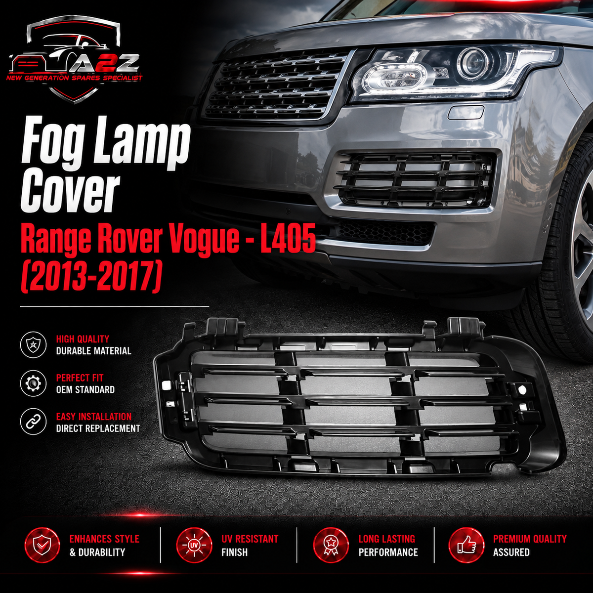 Fog Lamp Cover Right LR059602 & Left LR059604 Compatible With Land Rover Range Rover Vogue - L405 (2013-2017) Tag No.619