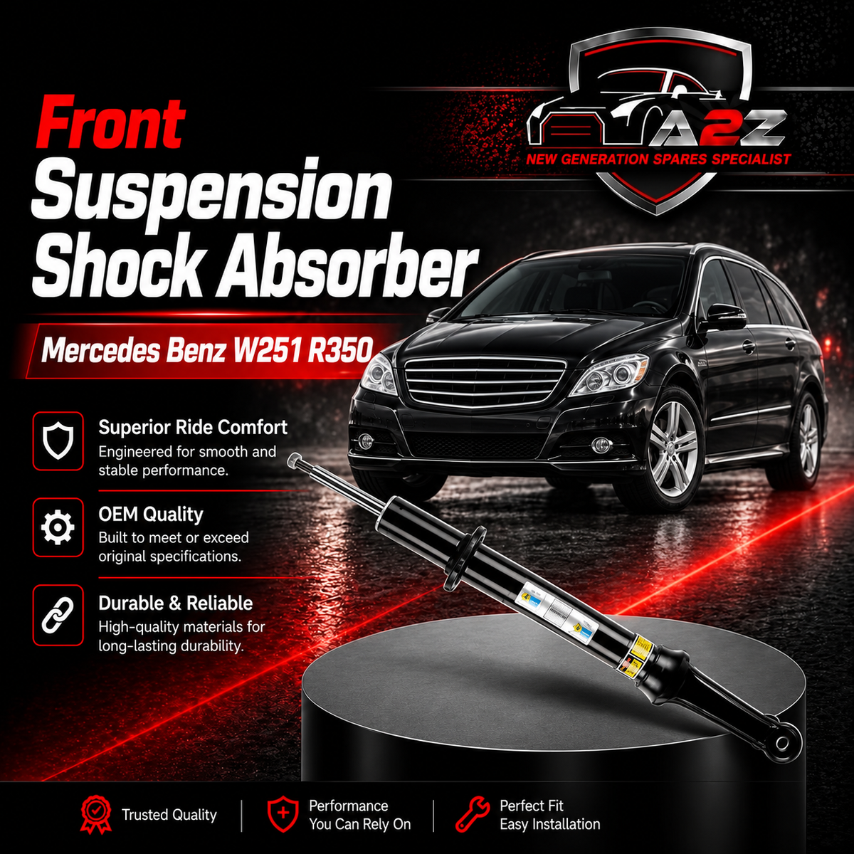 Front Suspension Shock Absorber Left & Right 2513200730 A2513200730 Compatible With Mercedes Benz W251 R350
