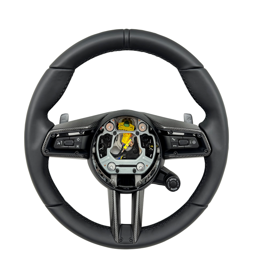 Black Smooth Leather Steering Wheel Compatible With Porsche All Models