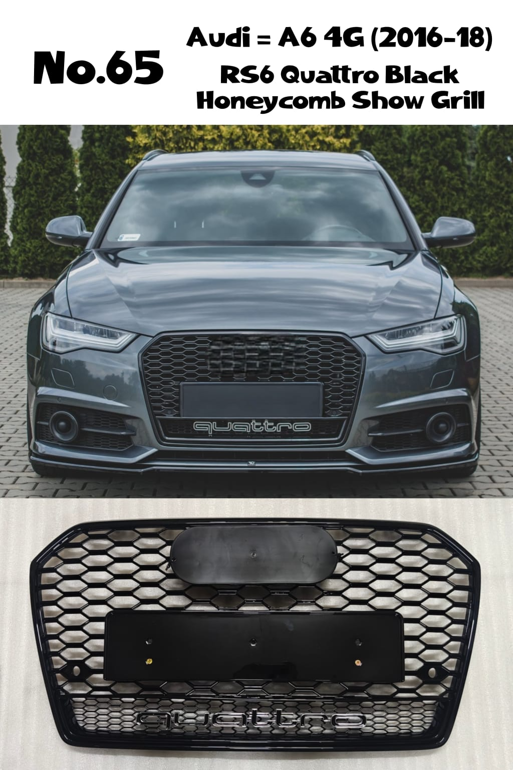 S6 Matt Grey Upgrade Show Grill Compatible With Audi = A6 (2005-11) Tag No.45