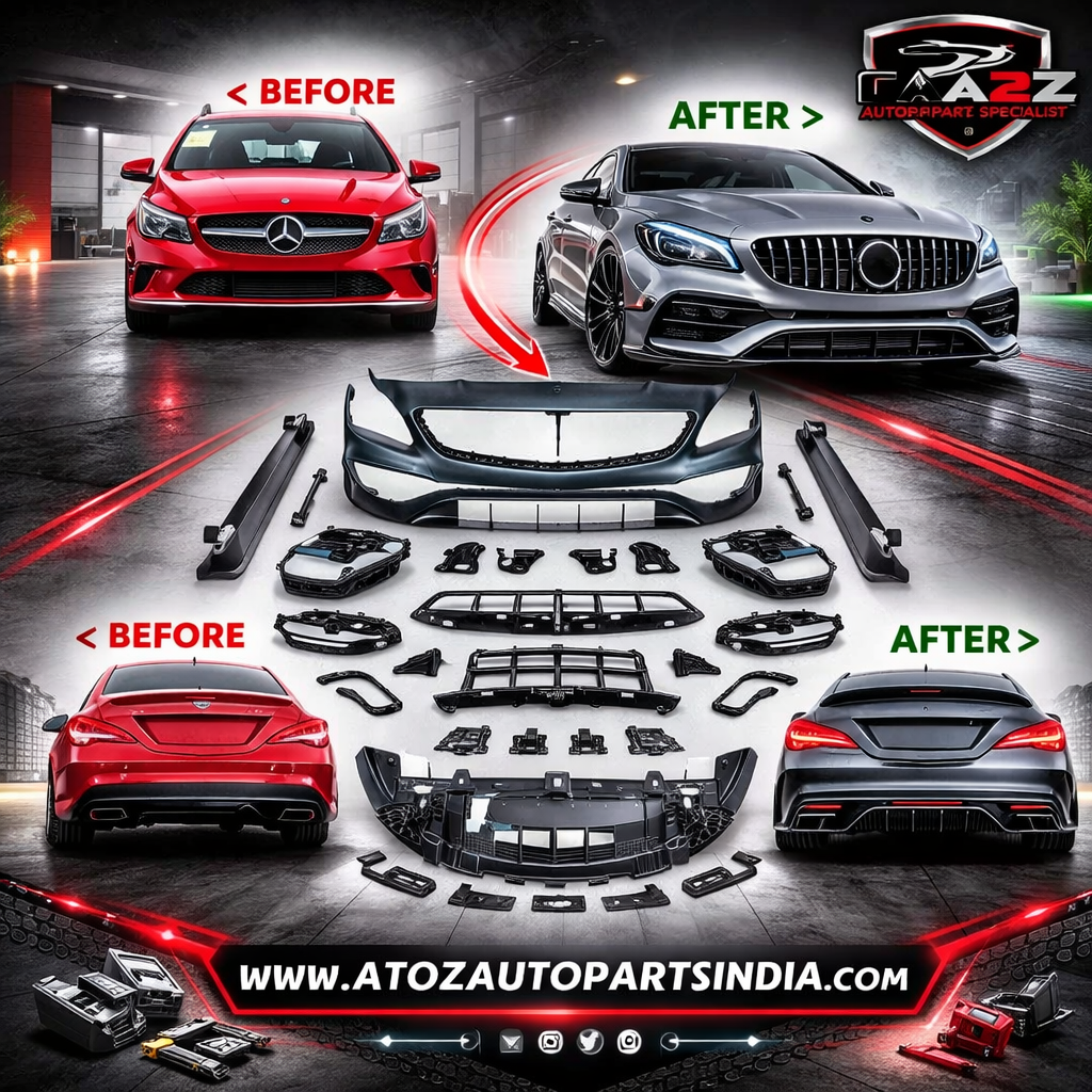 A To Z Compatible With Mercedes Benz Cla Class W117 C117 X117 (2013-2019) Front Rear Bumper Side Skirt Diffuser Exhaust Tip Upgrade Convert To Amg Amga45 Bumper Body Kit W117-010 CC-9559 (Shipping Cost Not Included In Price)