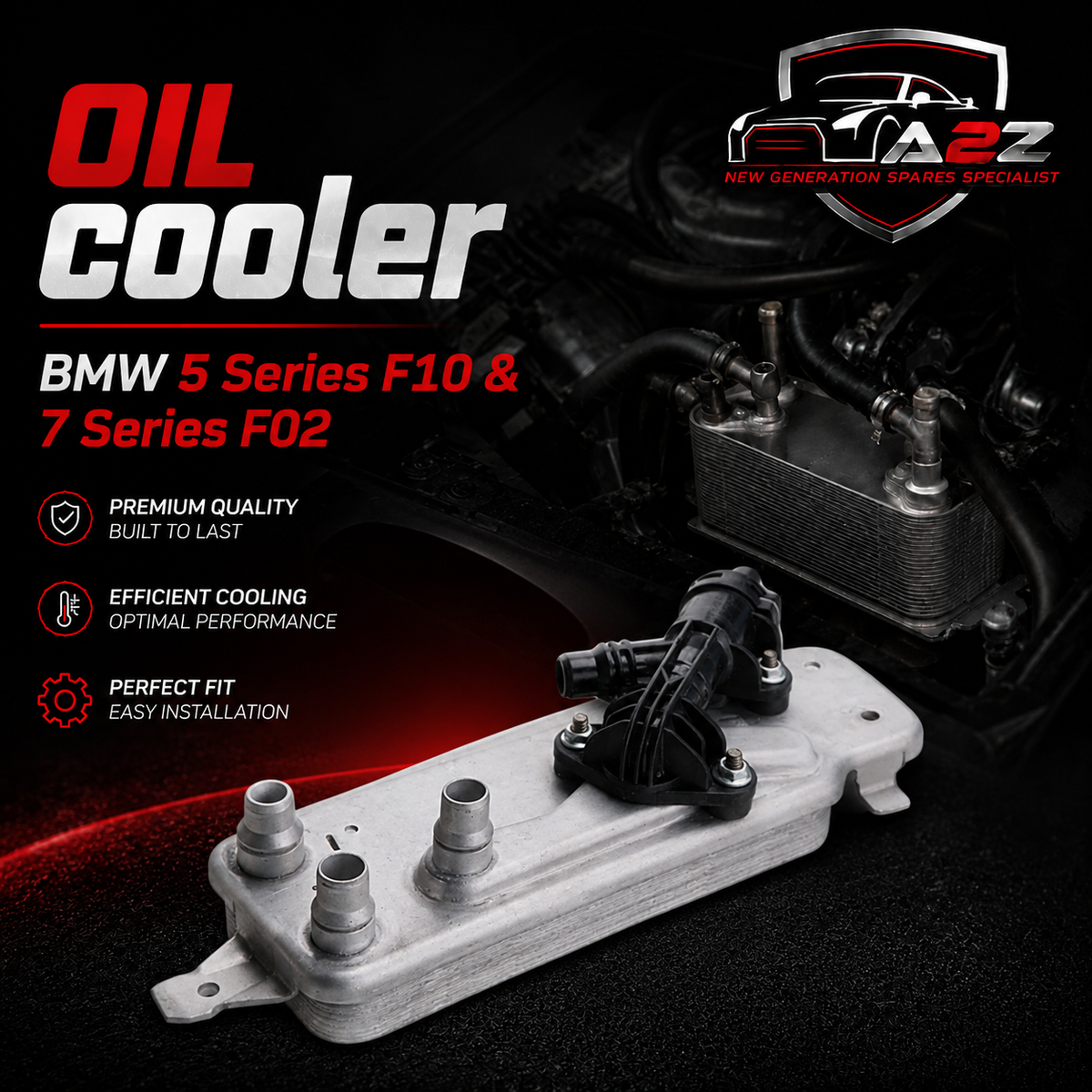 Oil Cooler For 17217638678 17217572540 17217599546 17217638681 17227572541 17227597890 BMW 5 Series F10 & 7 Series F02 Tag-O-85