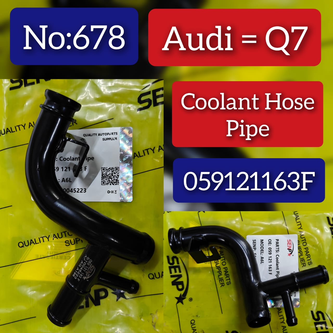 Coolant Hose Pipe 059121163F Compatible With Audi Q7 Tag No.678