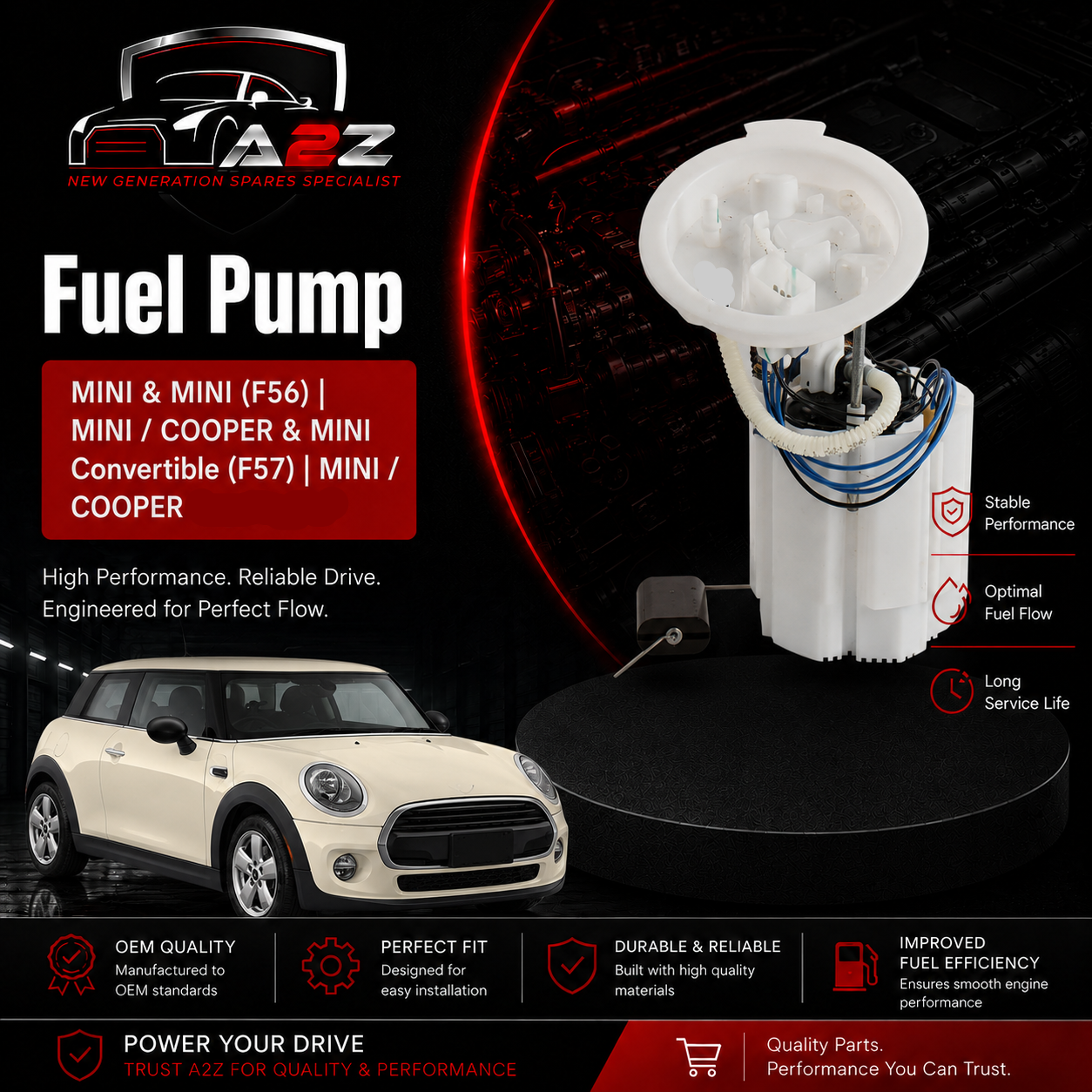 Fuel Pump 16117300477 16117349693 7300477 Compatible With MINI & MINI (F56) | MINI / COOPER & MINI Convertible (F57) | MINI / COOPER Tag No.100