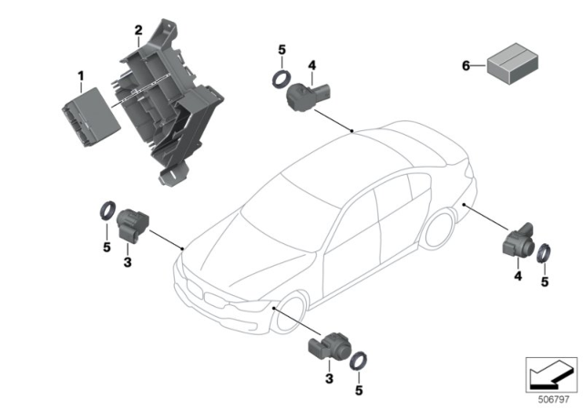 Parking Distance Control Sensors 66209261591 66209261605 66209261609 66209261610 Compatible With BMW 3 Series F30 Tag-PS-24