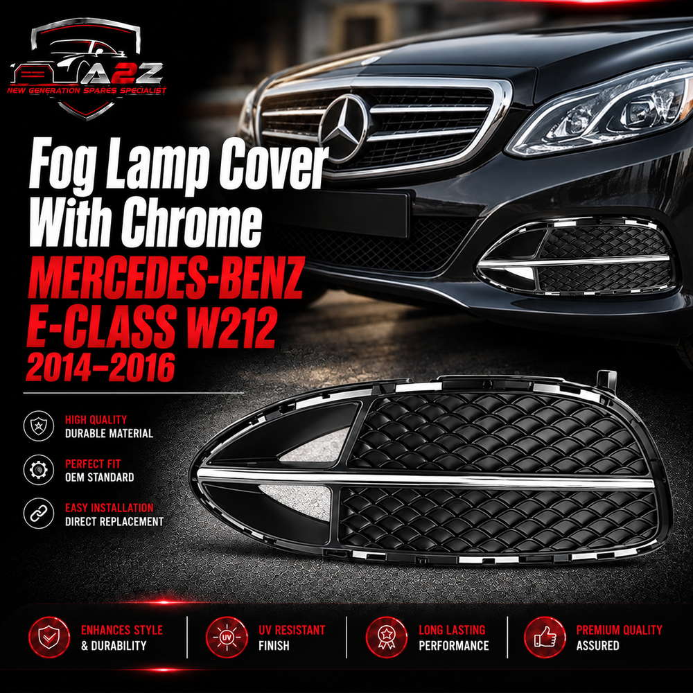 Fog Lamp Cover With Chrome Compatible With MERCEDES-BENZ E-CLASS W212 2014-2016 Fog Lamp Cover With Chrome Left 2128851922 & Right 2128852022 Tag-FC-29