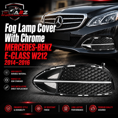 Fog Lamp Cover With Chrome Compatible With MERCEDES-BENZ E-CLASS W212 2014-2016 Fog Lamp Cover With Chrome Left 2128851922 & Right 2128852022 Tag-FC-29