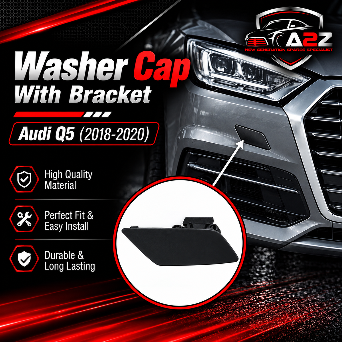WASHER CAP With Bracket Left 80A807753A Right 80A807754A Compatible With Audi Q5 (2018-2020) Tag No.93