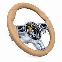 Leather Steering Wheel (Beige Smooth Leather) Compatible With Porsche All Models