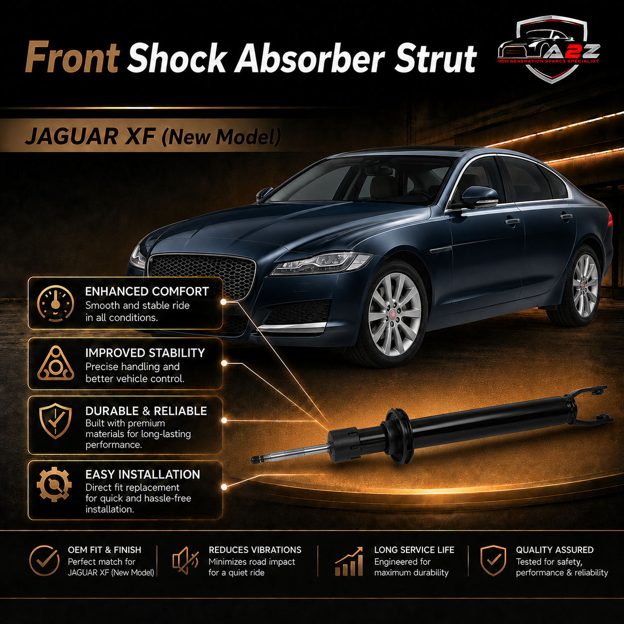 Front Shock Absorber Strut T2H1677 Compatible With JAGUAR XF (New Model)