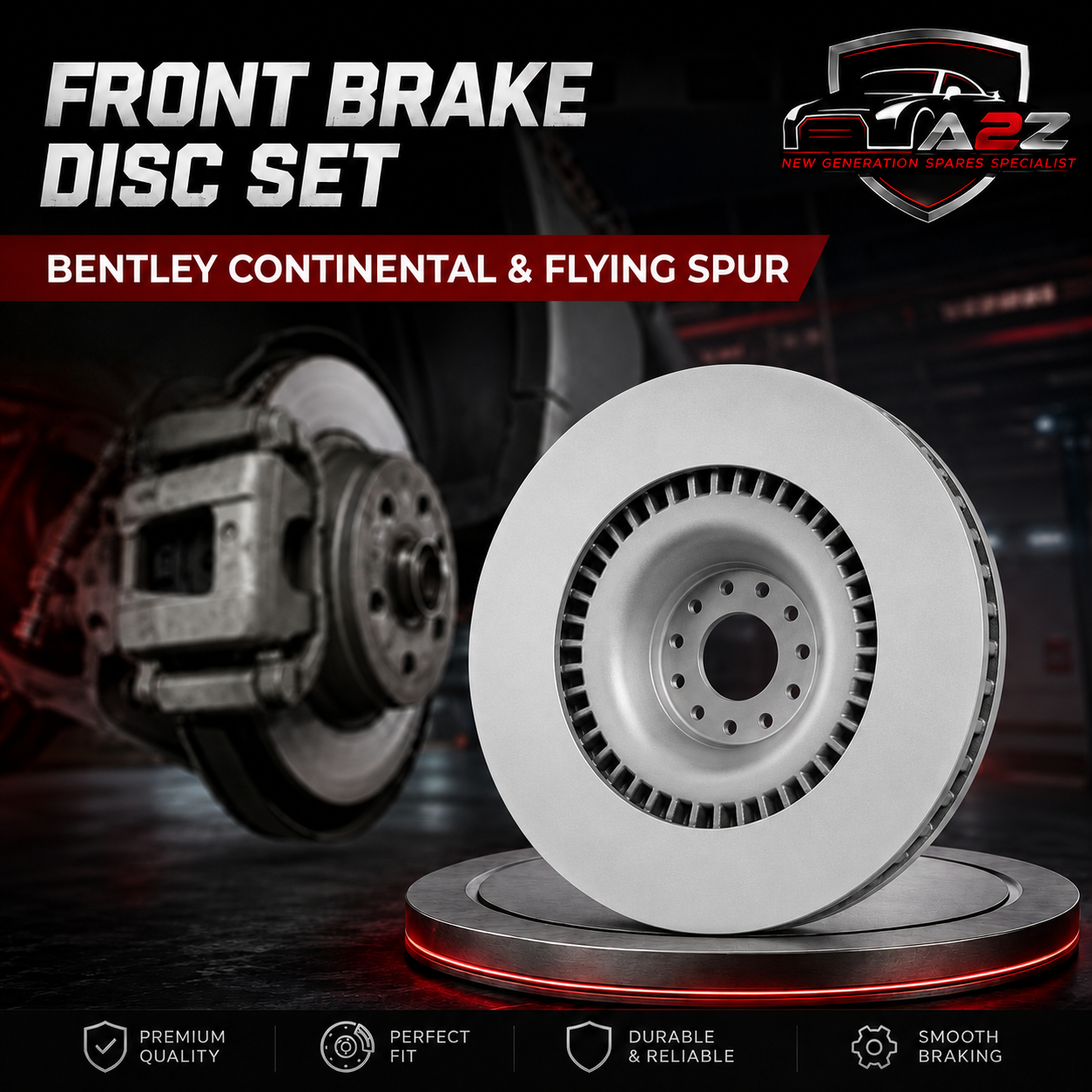 Front Brake Disc Set 3W0615301R 3W0615301K Compatible With BENTLEY CONTINENTAL & FLYING SPUR