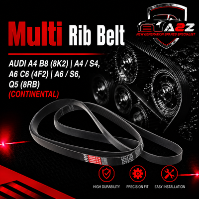 Multi RIB Belt 6PK2500 Compatible With AUDI A4 B8 (8K2) | A4 / S4, A6 C6 (4F2) | A6 / S6, Q5 (8RB) (CONTINENTAL)