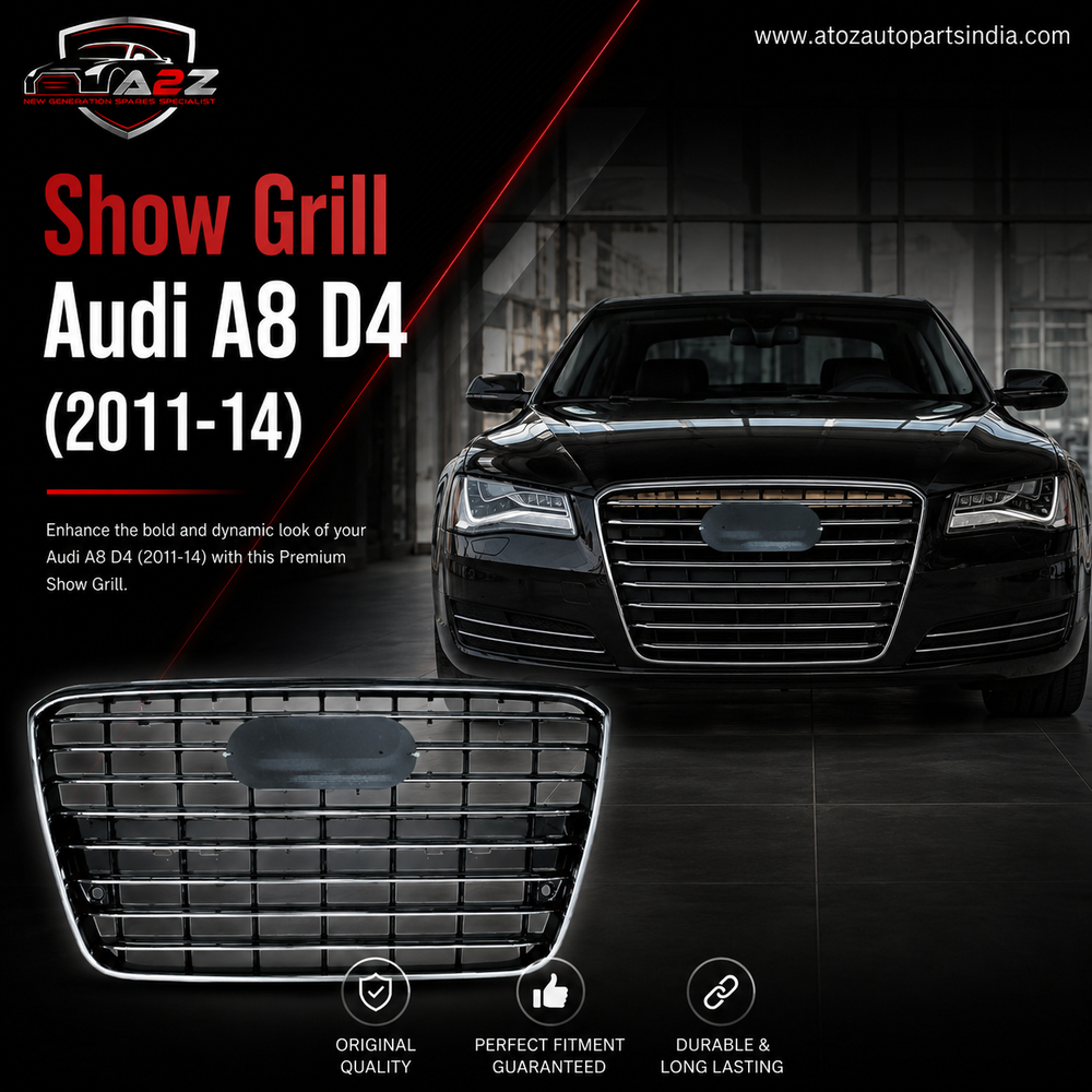 Show Grill Compatible With Audi A8 D4(2011-14) Original Silver Chrome