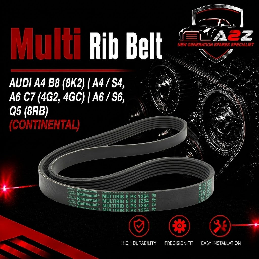 Multi RIB Belt 6PK1264 03L903137J Compatible With AUDI A4 B8 (8K2) | A4 / S4, A6 C7 (4G2, 4GC) | A6 / S6, Q5 (8RB)  (CONTINENTAL)